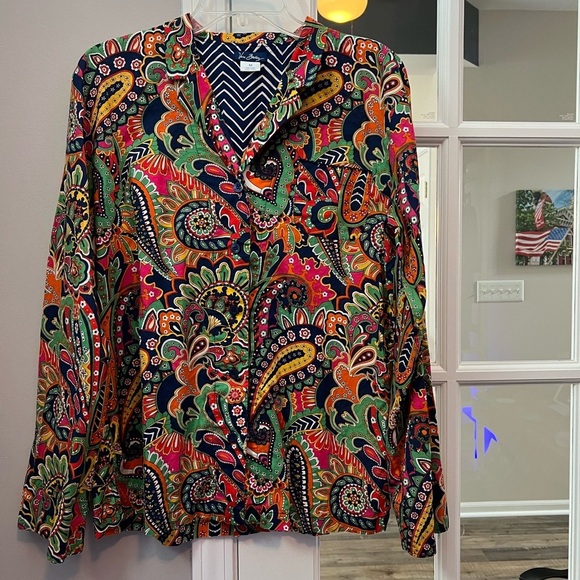 Vera Bradley Tops - Vera Bradley Multicolor Paisley button up long sleeved blouse size M EUC